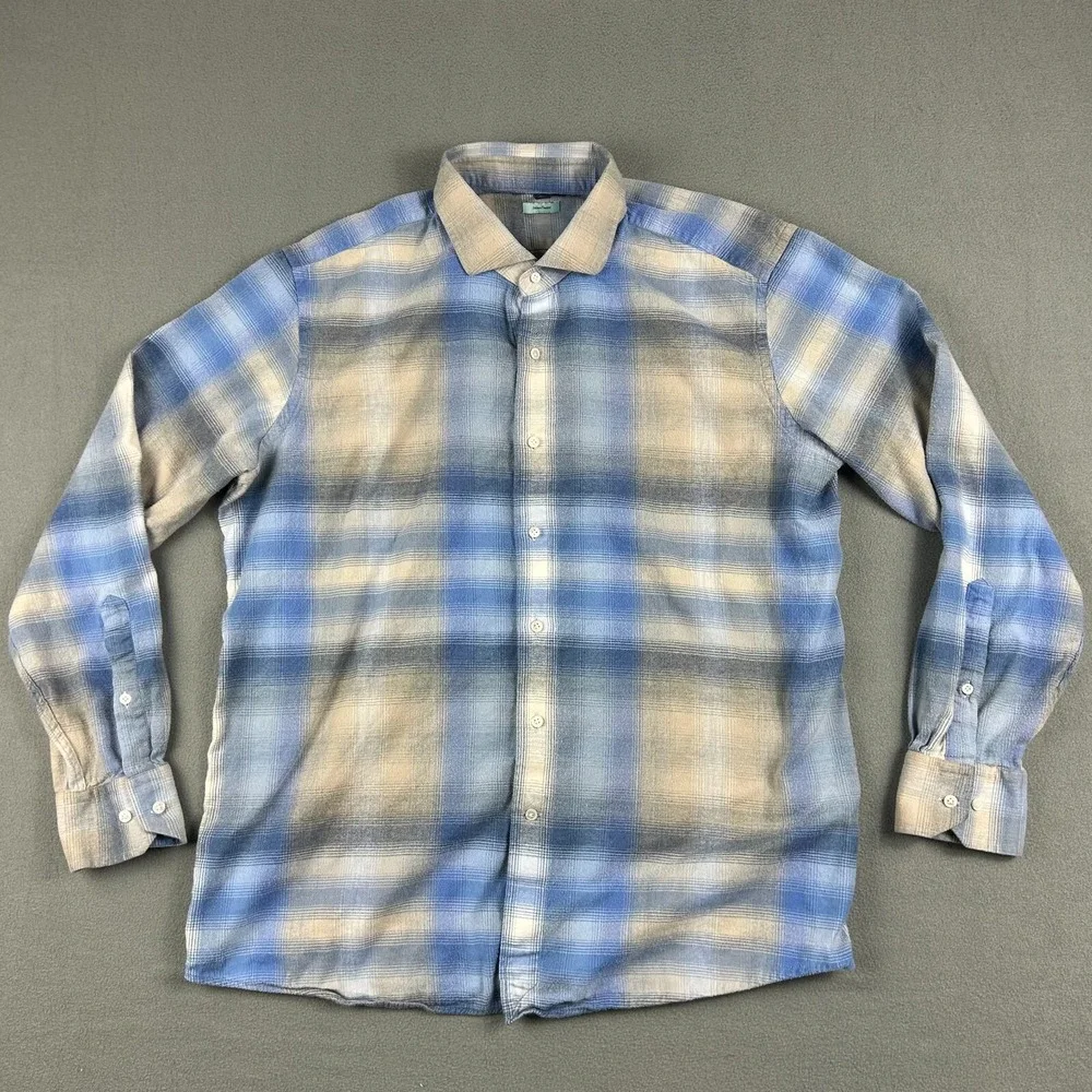 Peter Millar Shirt Mens XL Crown Crafted Trento Italian Flannel Plaid Button Up